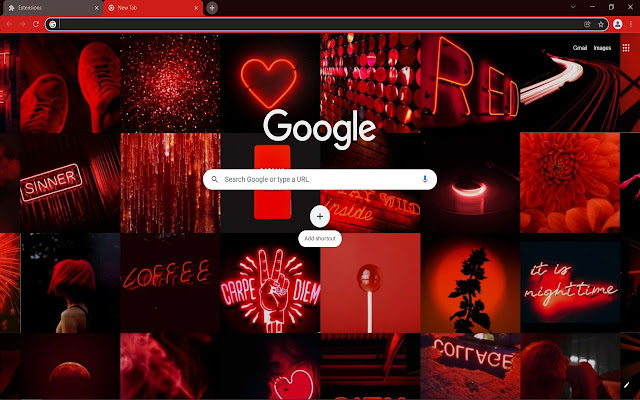 Neon Red Aesthetic Collage  from Chrome web store to be run with OffiDocs Chromium online