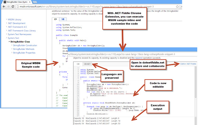 .NET Fiddle  from Chrome web store to be run with OffiDocs Chromium online