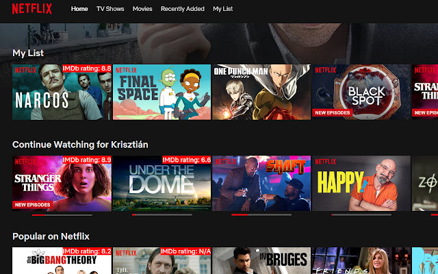 NETFLIX browse with IMDb rating  from Chrome web store to be run with OffiDocs Chromium online