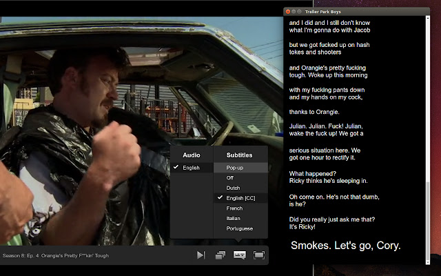 Netflix subtitles pop up  from Chrome web store to be run with OffiDocs Chromium online