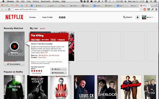 Netflix trailers  from Chrome web store to be run with OffiDocs Chromium online