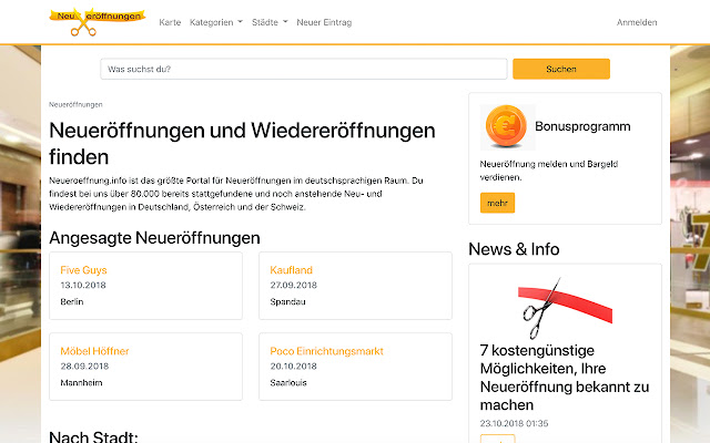 Neueröffnungen  from Chrome web store to be run with OffiDocs Chromium online