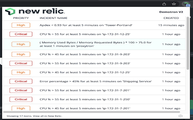 New Relic One Alert(s)  from Chrome web store to be run with OffiDocs Chromium online