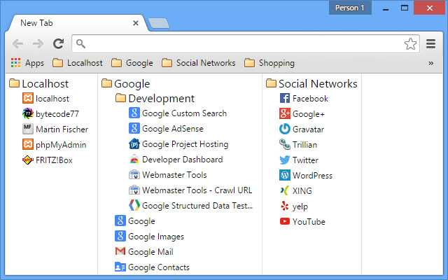 New Tab with Bookmarks  from Chrome web store to be run with OffiDocs Chromium online