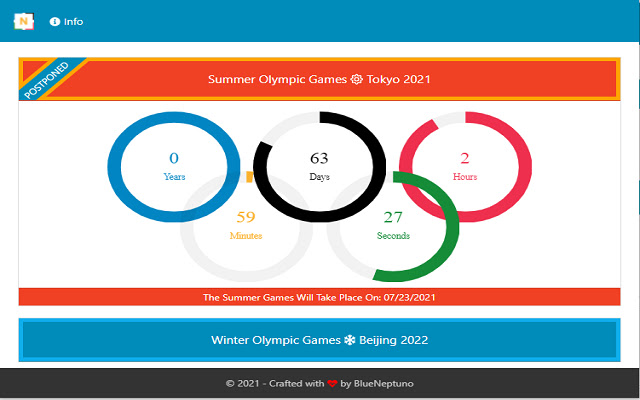 Next Olympic Games Countdown  from Chrome web store to be run with OffiDocs Chromium online