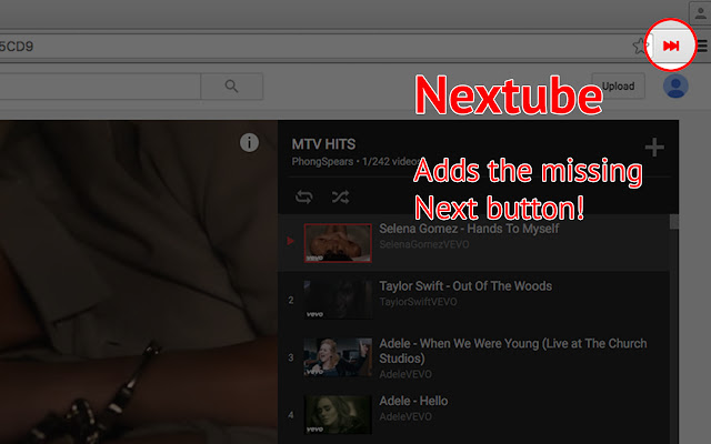 Nextube The missing next button  from Chrome web store to be run with OffiDocs Chromium online