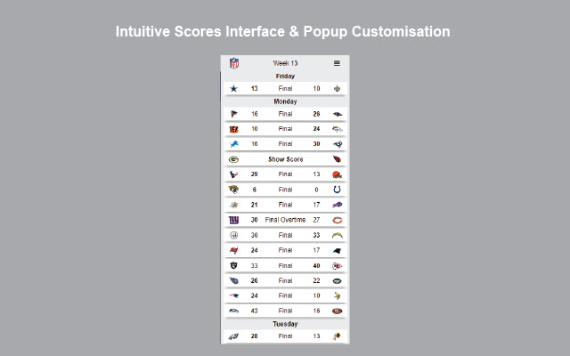 NFL Live Scores  from Chrome web store to be run with OffiDocs Chromium online