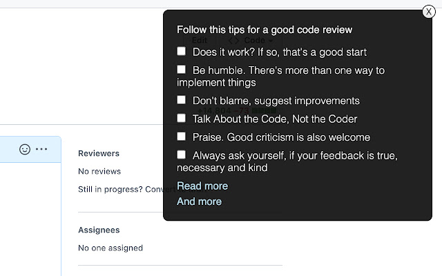 Nice Code Review  from Chrome web store to be run with OffiDocs Chromium online