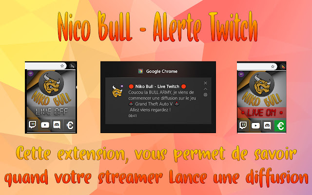 Niko Bull TV Alerte Twitch Live  from Chrome web store to be run with OffiDocs Chromium online