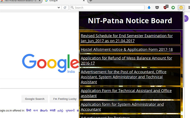 NIT Patna Notice Board  from Chrome web store to be run with OffiDocs Chromium online