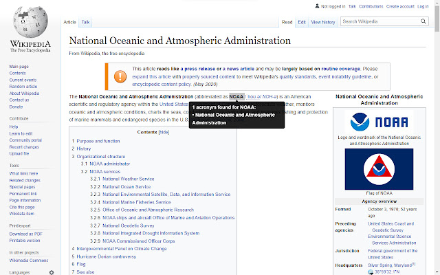 NOAA Acronyms  from Chrome web store to be run with OffiDocs Chromium online
