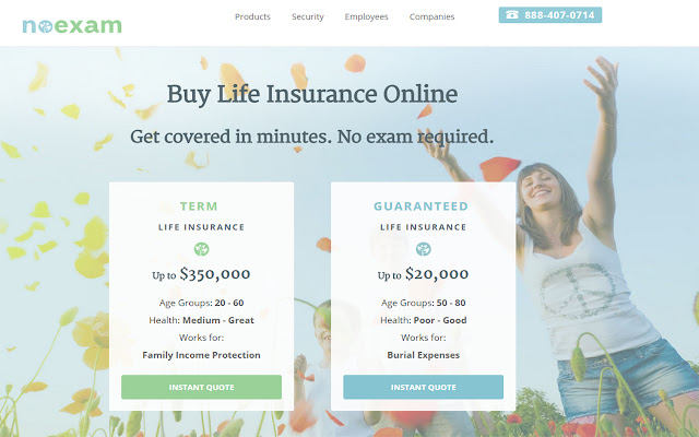 NoExam.com Life Insurance  from Chrome web store to be run with OffiDocs Chromium online