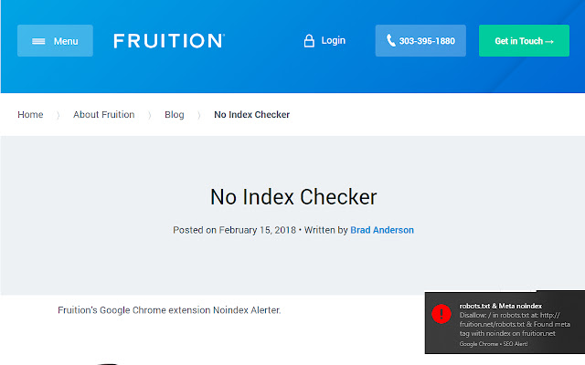 Noindex Alerter  from Chrome web store to be run with OffiDocs Chromium online