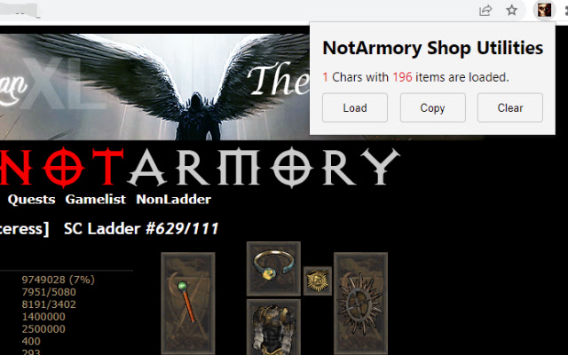 NotArmory Shop Utilities  from Chrome web store to be run with OffiDocs Chromium online