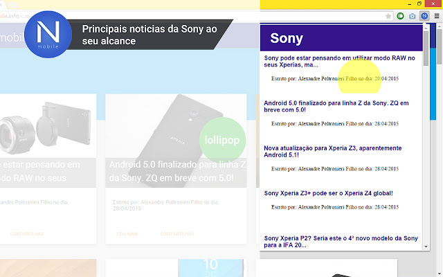 Noticias da Sony Mobile, N mobile  from Chrome web store to be run with OffiDocs Chromium online