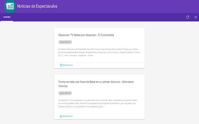 Noticias de Espectáculos  from Chrome web store to be run with OffiDocs Chromium online