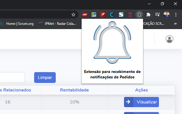 Notificações de Pedidos  from Chrome web store to be run with OffiDocs Chromium online