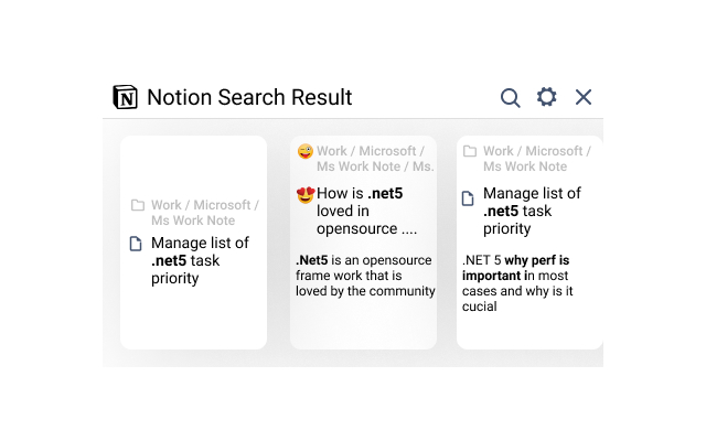 Notion Search Assistant  from Chrome web store to be run with OffiDocs Chromium online