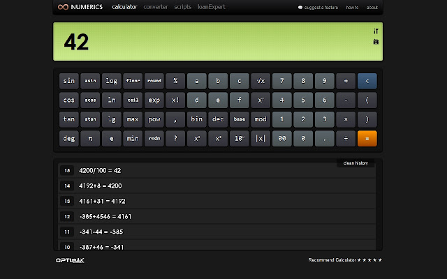 Numerics Calculator  Converter  from Chrome web store to be run with OffiDocs Chromium online