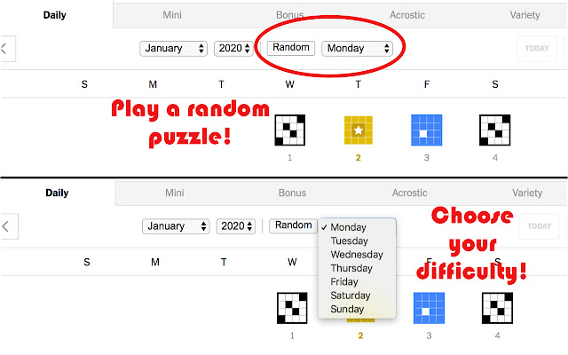 NYTXW Shuffle  from Chrome web store to be run with OffiDocs Chromium online