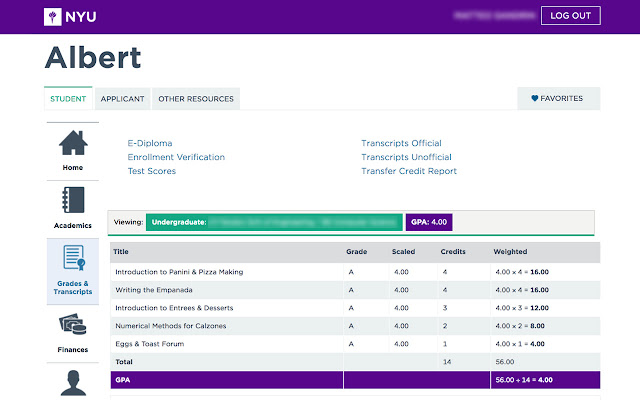 NYU Albert GPA Calculator  from Chrome web store to be run with OffiDocs Chromium online