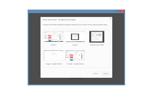 Ocutana Screen Share  from Chrome web store to be run with OffiDocs Chromium online