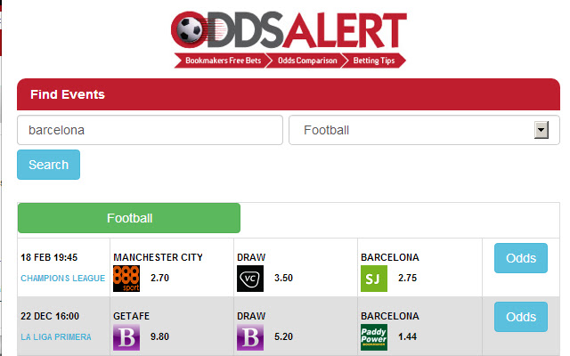 Odds Alert  from Chrome web store to be run with OffiDocs Chromium online