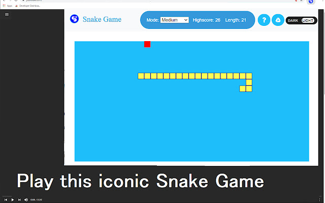 Offline Snake Game for Google Chrome ™  from Chrome web store to be run with OffiDocs Chromium online