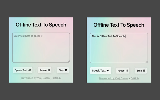 Offline Text To Speech  from Chrome web store to be run with OffiDocs Chromium online