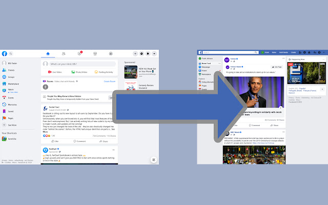 Old Layout for Facebook  from Chrome web store to be run with OffiDocs Chromium online