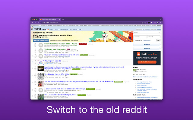 Old Reddit For Chrome  from Chrome web store to be run with OffiDocs Chromium online