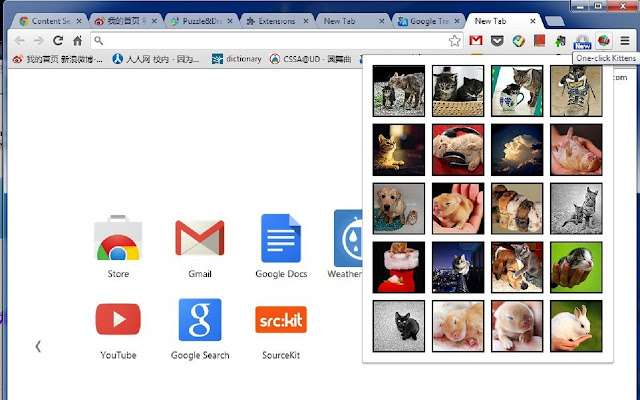 One click Kittens(Test)  from Chrome web store to be run with OffiDocs Chromium online