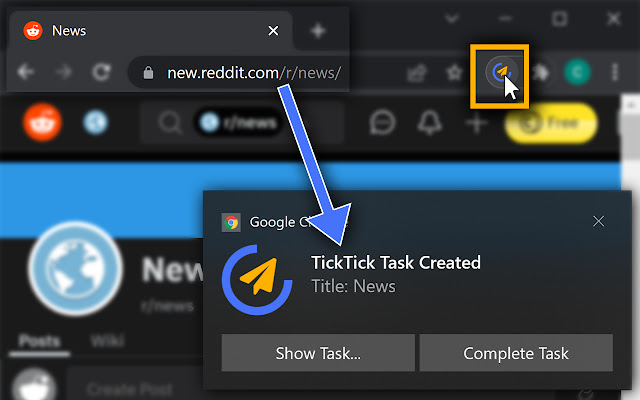 One Click TickTick  from Chrome web store to be run with OffiDocs Chromium online