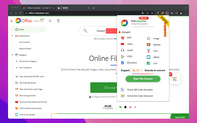 Online File Converter  from Chrome web store to be run with OffiDocs Chromium online