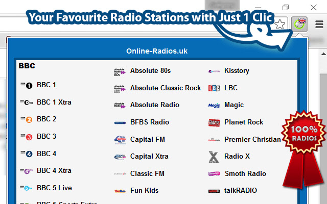 Online Radios.uk  from Chrome web store to be run with OffiDocs Chromium online