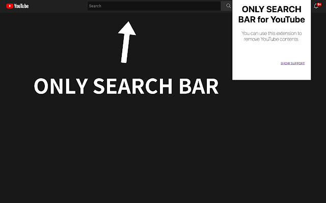 ONLY SEARCH BAR for YouTube mobile version  from Chrome web store to be run with OffiDocs Chromium online