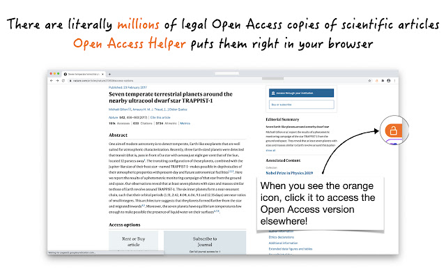 Open Access Helper Web  from Chrome web store to be run with OffiDocs Chromium online