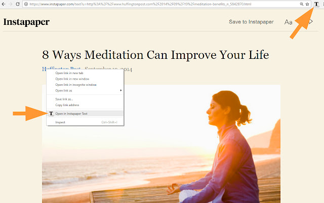 Open in Instapaper Text  from Chrome web store to be run with OffiDocs Chromium online