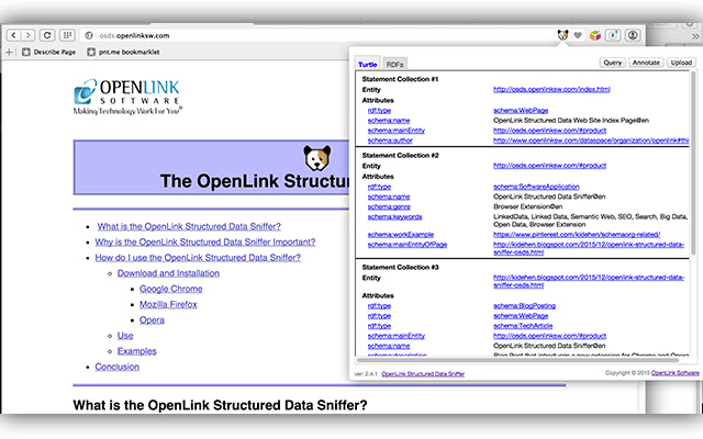 OpenLink Structured Data Sniffer  from Chrome web store to be run with OffiDocs Chromium online