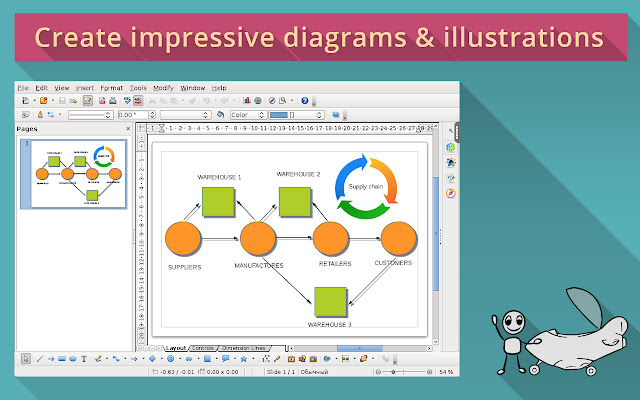 OpenOffice Draw on rollApp  from Chrome web store to be run with OffiDocs Chromium online