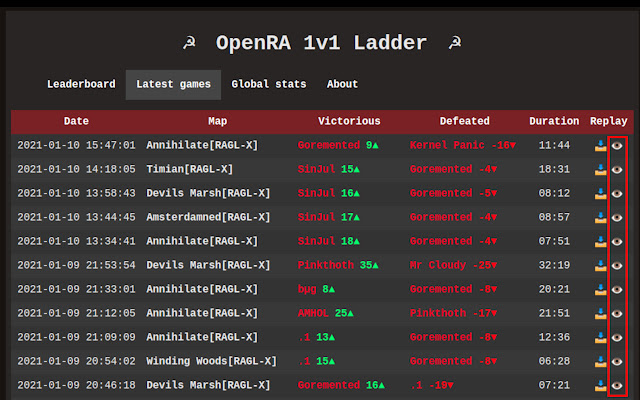 OpenRA Ladder Replay Analytics  from Chrome web store to be run with OffiDocs Chromium online