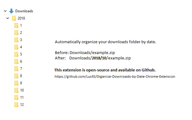 Organize Downloads by Date  from Chrome web store to be run with OffiDocs Chromium online