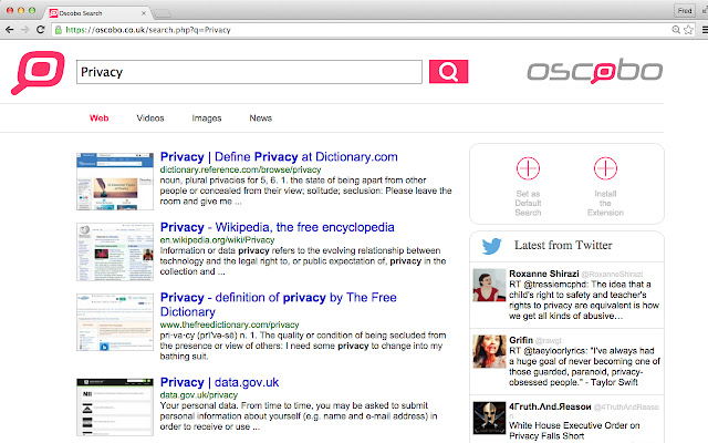 Oscobo Search for Chrome (UK)  from Chrome web store to be run with OffiDocs Chromium online