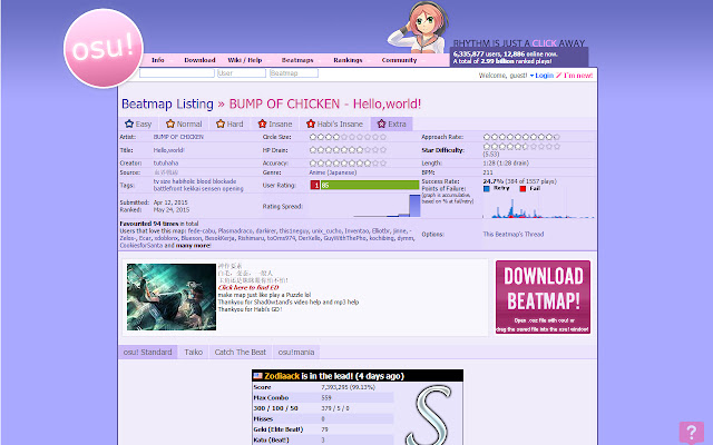 osu! bloodcat  from Chrome web store to be run with OffiDocs Chromium online