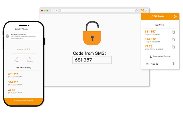 OTP Push  from Chrome web store to be run with OffiDocs Chromium online