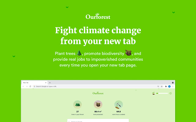 Our Forest — Plant trees with your browser  from Chrome web store to be run with OffiDocs Chromium online