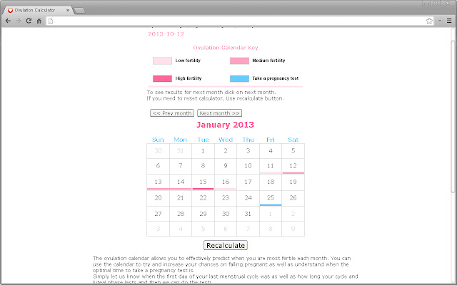 Ovulation, Pregnancy Calculator  from Chrome web store to be run with OffiDocs Chromium online