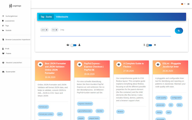 pagetags Lesezeichen direkt anlegen  from Chrome web store to be run with OffiDocs Chromium online