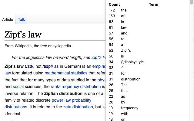 Page Term Frequency  from Chrome web store to be run with OffiDocs Chromium online