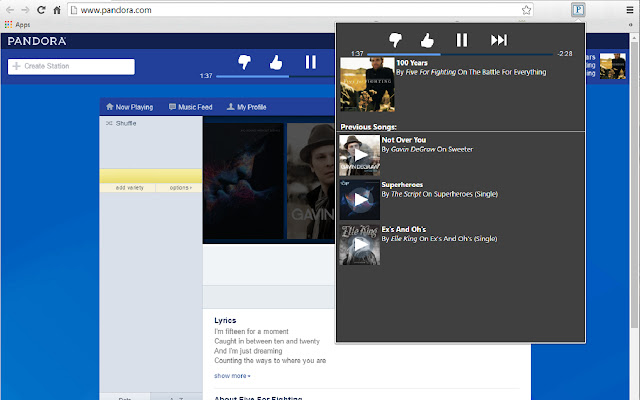 Pandora Made Better  from Chrome web store to be run with OffiDocs Chromium online